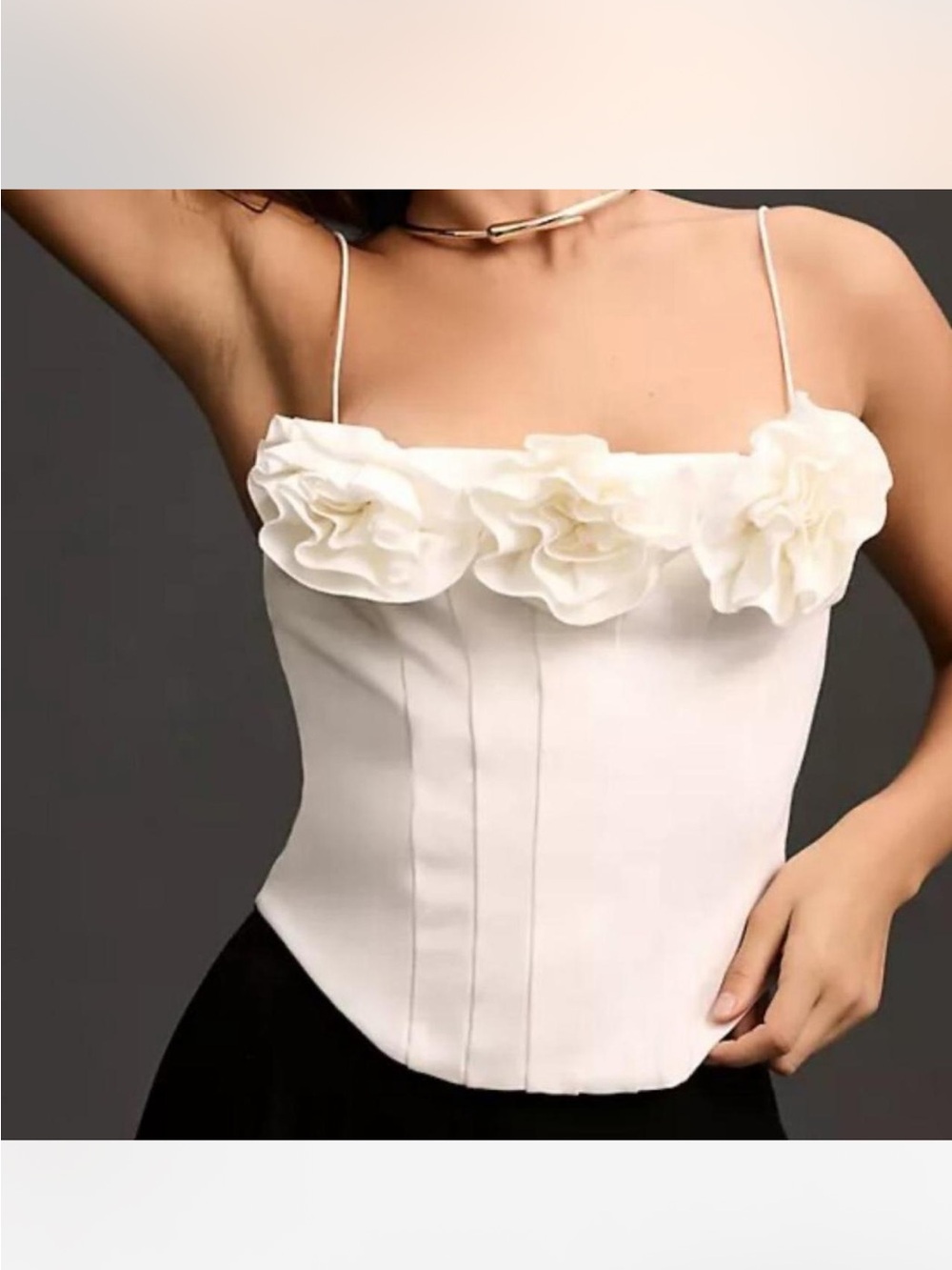Anthropologie Sunday in Brooklyn Floral White Corset Tank Top